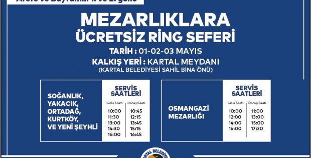 Kartal Belediyesi’nden Ramazan Bayramı’nda mezarlıklara ücretsiz ulaşım hizmeti 