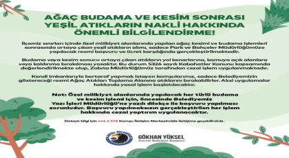 Kartal Belediyesi’nden Ağaç Budama ve Kesim Sonrası Yeşil Atıklarla İlgili Önemli Uyarı